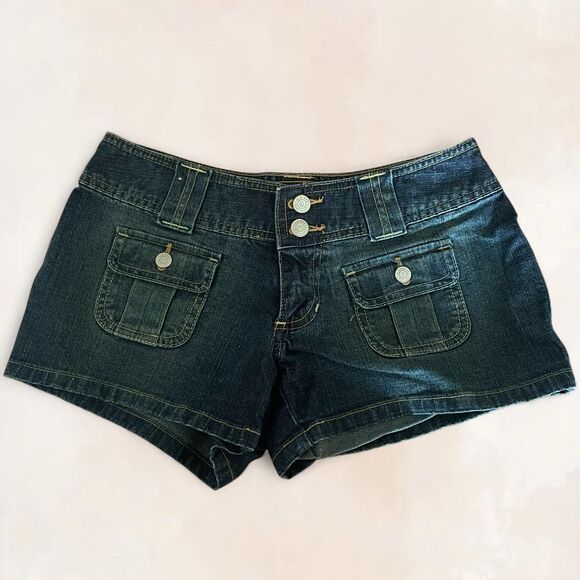 Vintage Y2K Old Navy Ultra Low Rise Waist Denim Shorts - Picture 1 of 5